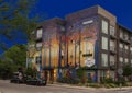 Four story mural by the blind artist John Bramblitt on Bishop Highline Apartments in the Bishop Arts District in Dallas, Texas.