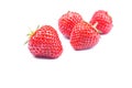 Four strawberries on a white background with shadow, side view Royalty Free Stock Photo