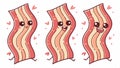 Four strips of bacon crispy food illustration vector design Generative AI Royalty Free Stock Photo