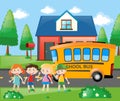 Four students going home by school bus