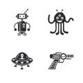 Four stylish space icons