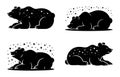 Four stylized black bear illustrations with starry patterns Royalty Free Stock Photo