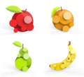 Four stylized fruits illustration