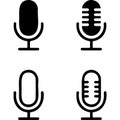 Four stylized microphone icons in transparent and white Royalty Free Stock Photo
