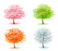 Four stylized trees representing different seasons. Royalty Free Stock Photo