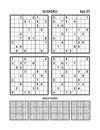 Four sudoku games with answers of medium level. Set 27. Royalty Free Stock Photo