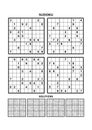 Four sudoku games with answers. Set 15. Royalty Free Stock Photo