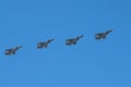 Four supersonic interceptor aircrafts in flight