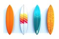 Four surfboards on a white background. Generative ai Royalty Free Stock Photo