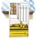 4 Four of Swords Tarot Card Mental Exhaustion Stress Overwhelmed Retreat Time-Out Healing Peace & Quiet