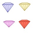 Four symbolic diamonds of different colors