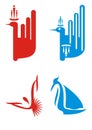 Four symbols of the stylized birds Royalty Free Stock Photo