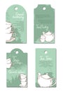 Four tags with cups and teapots Royalty Free Stock Photo