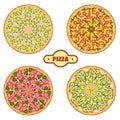 Four tasty pizza on a white background.