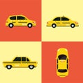 four taxi service vehicles