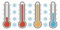 Four thermometers showing different cold temperatures Royalty Free Stock Photo