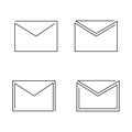 Four thin outline icons of mail