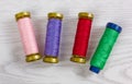 Four Colorful Thread Spools Royalty Free Stock Photo