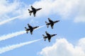 Four Thunderbird Jets in Formation with Emblem Royalty Free Stock Photo
