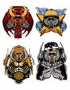 Four tigers in different Halloween costumes style bundle