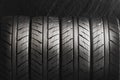 Four tires for sports driving, drifting and auto racing. close up