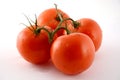 Four tomatoes on the green branch Royalty Free Stock Photo