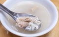 Four tonics soup, four ingredients herb flavor soup. Taiwanese delicious street food delicacy with Job`s tears, pork intestines,