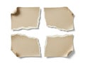 Four torn pieces of beige paper arranged in a square Royalty Free Stock Photo