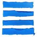 Four torn strips of bright blue paper with rough edges on a white background ripped Royalty Free Stock Photo