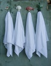 Four Towels Hang on Decorative Hooks