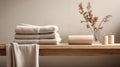 Earthy Elegance: Folded Towels On Table