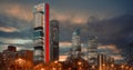 Four Towers Business Area night city view. Madrid. Spain