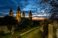 Four towers cathedral at night in Pecs, Hungary Royalty Free Stock Photo