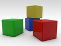 Four toy blocks on white background in different colors Royalty Free Stock Photo