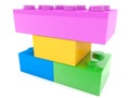 Four toy bricks of different sizes and colors Royalty Free Stock Photo