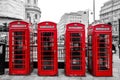 Four traditional British red telephone boxes Royalty Free Stock Photo