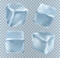 Four transparent ice cubes in blue colors Royalty Free Stock Photo