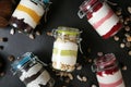 Assorted Desserts in Four Jars