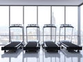 Four treadmills with NY view