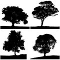 Four tree silhouette black & white colors.