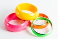 Four trendy plastic women bracelets