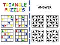 Four triangles puzzles with answer vector illustration