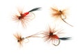 Four trout fishing flies Royalty Free Stock Photo