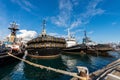 Four tugboats moored in the port of La Spezia Italy Royalty Free Stock Photo