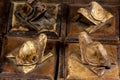 Four Turtles Hand Carved Out Of Wood Royalty Free Stock Photo