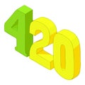 Four twenty icon, cartoon style