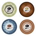 Four Type of Hot Coffee in Retro Round Label Royalty Free Stock Photo