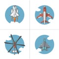 four types of air transportation illustration Royalty Free Stock Photo