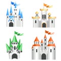 Four types of cartoon castles