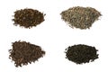 Four types of elite black tea isolated on white